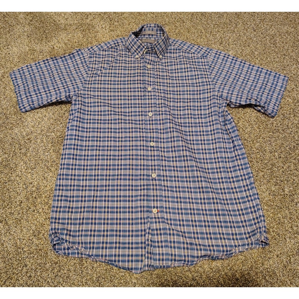 Daniel Cremieux Signature Collection Mens Small Blue Plaid Short Sleeve Shirt